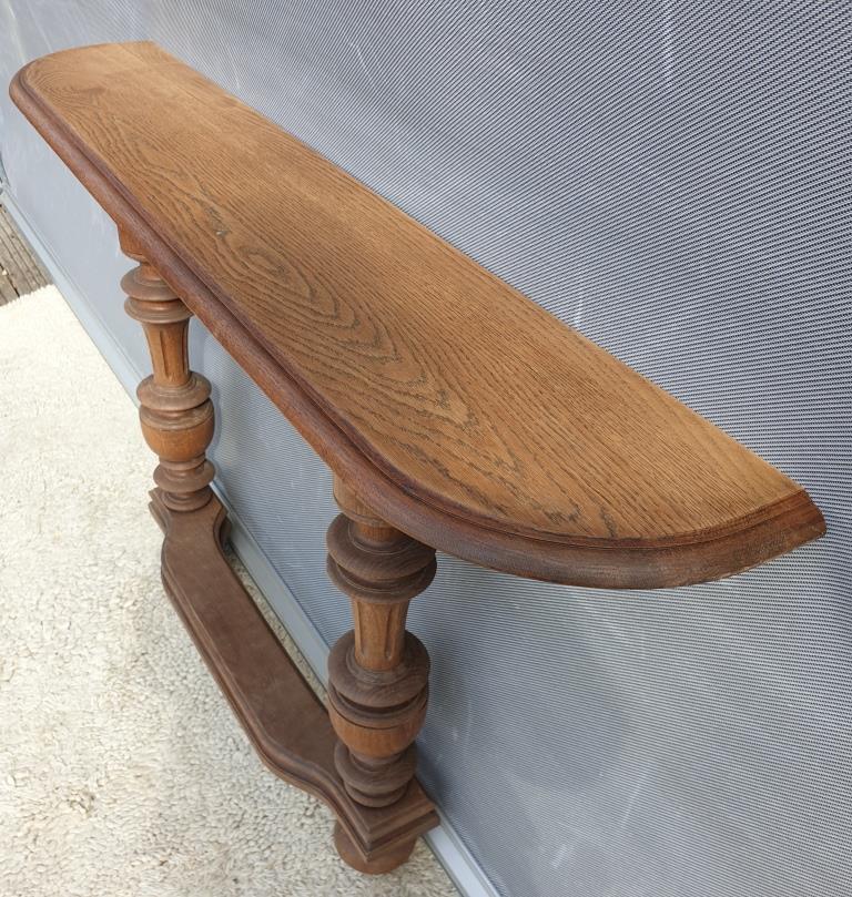 Neoclassical solid oak console with columns