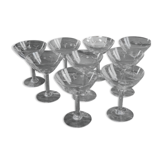 Chiseled crystal champagne glasses