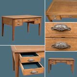 Solid desk in raw oak handles art deco shells