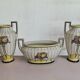 Planter with 2 art deco style slip vases