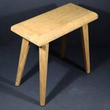 Set of 2 solid wood stools in French brutalist style.