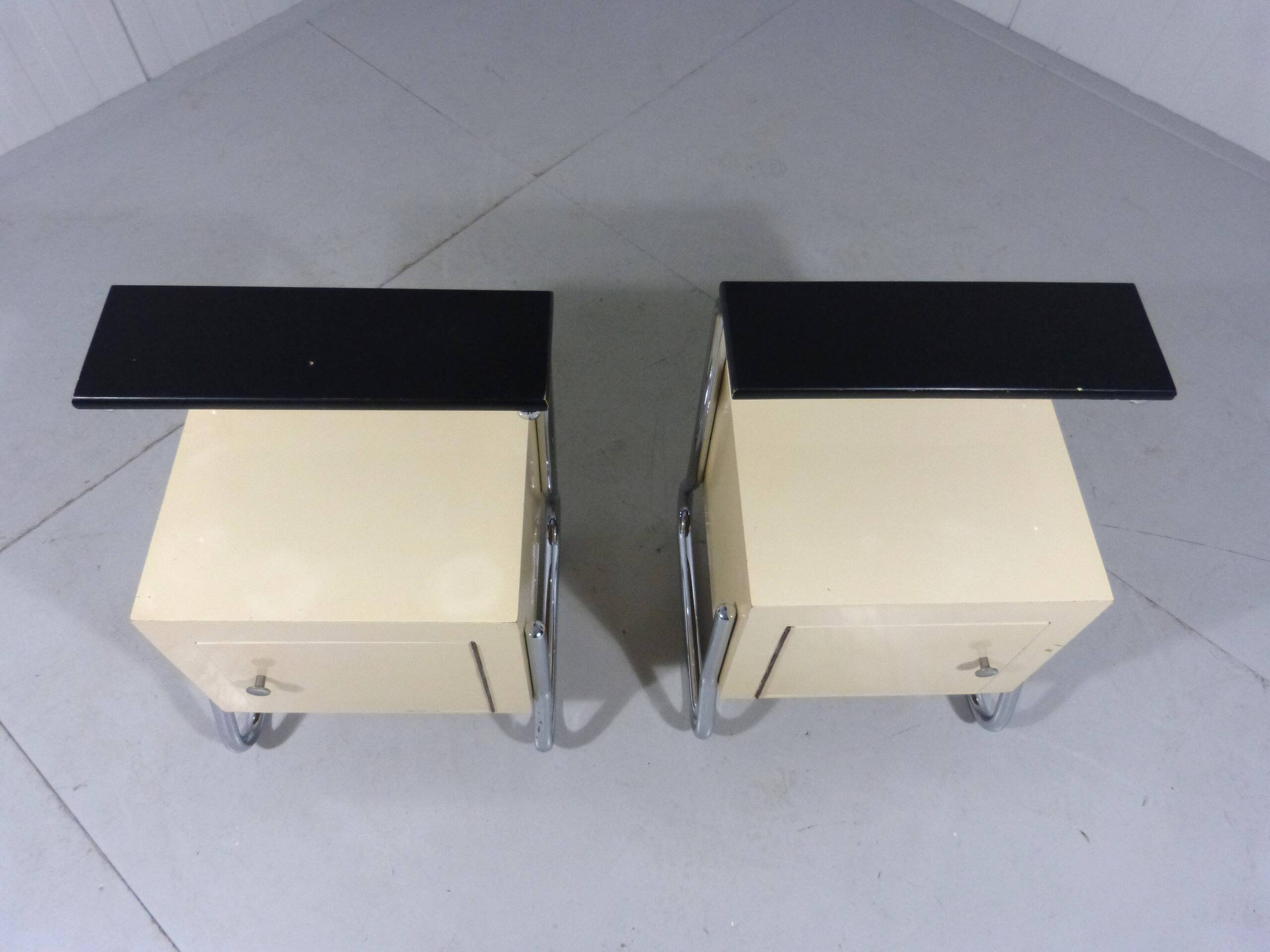 Set of 2 tubular bedside tables from the 50s