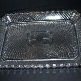Antique rectangular molded crystal tray, 1920