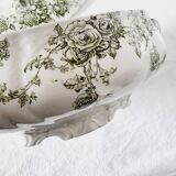 Antique Doulton Brurslem English Porcelain Tureen with Rose and Waratah Pattern from 1920