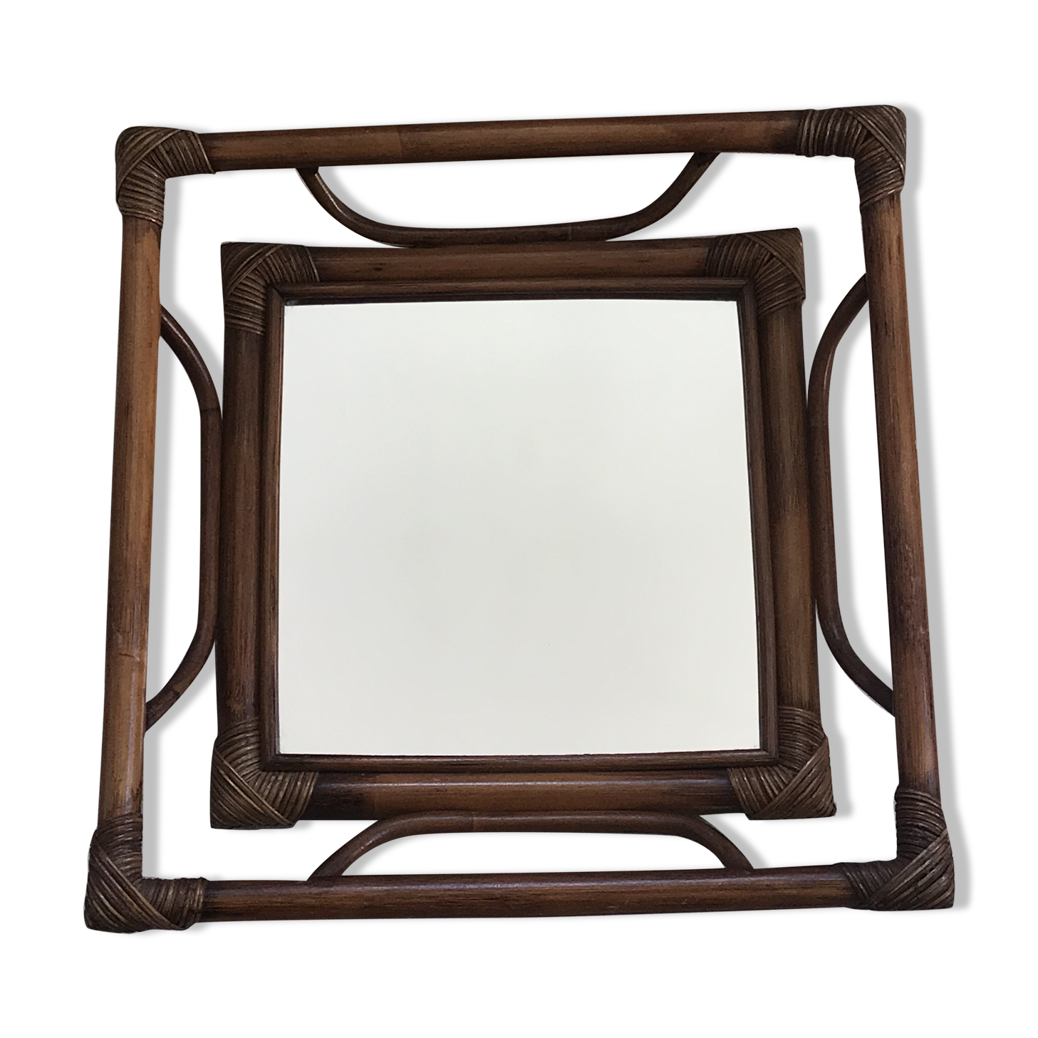 Vintage rattan mirror  41x41cm