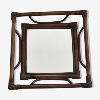 Miroir en rotin vintage 41x41cm