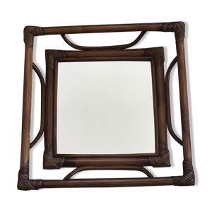 miroir en rotin vintage