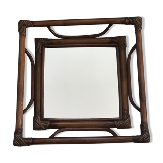 Miroir en rotin vintage 41x41cm