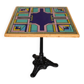 Table de bistrot à plateau peint à la main par Bing, Cannes, années 1990