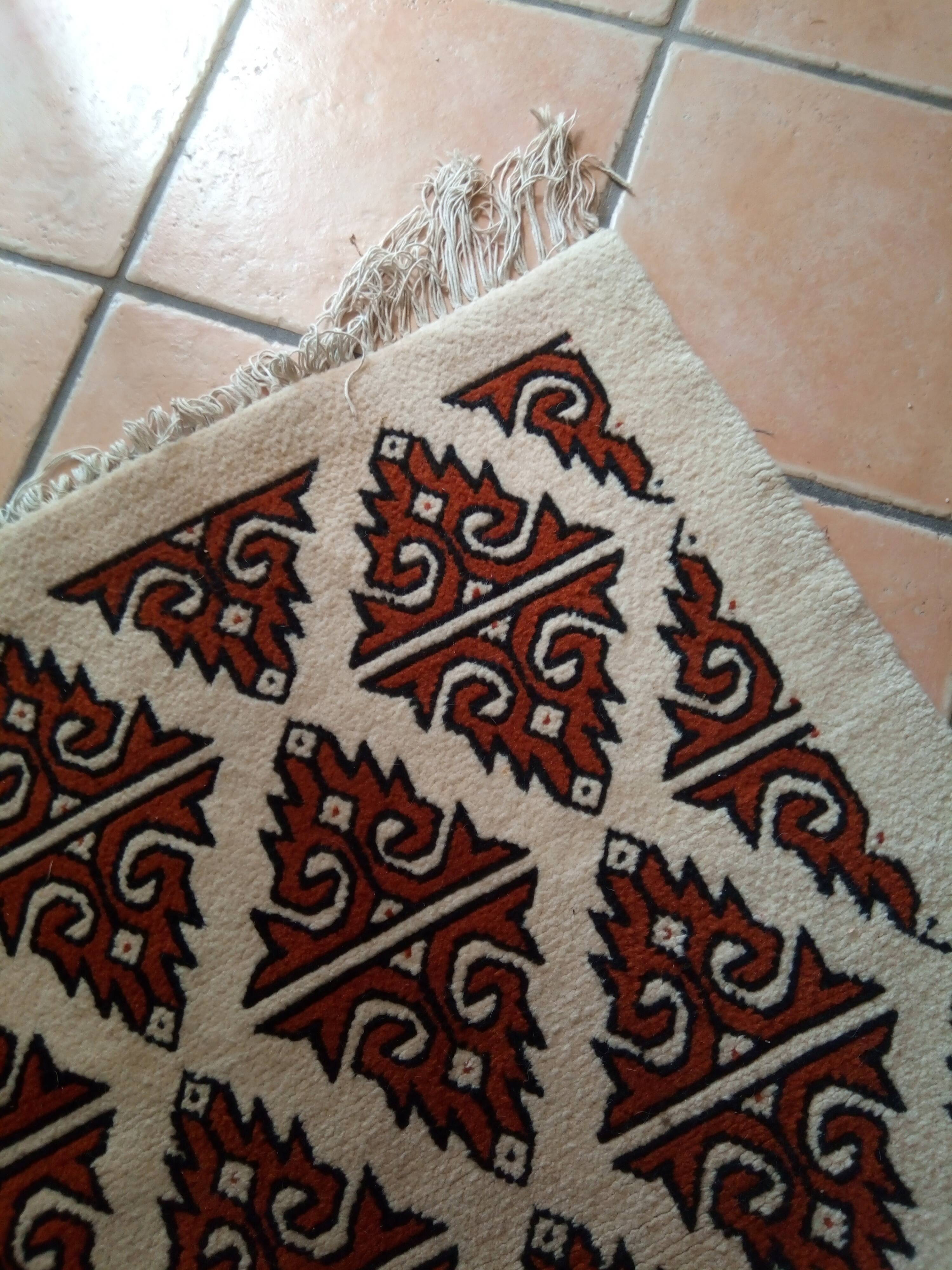 Tapis kilim pure laine tissé main ethnique chic à franges 160x230 Belle