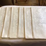 Set of 6 towels in ivory cotton damask