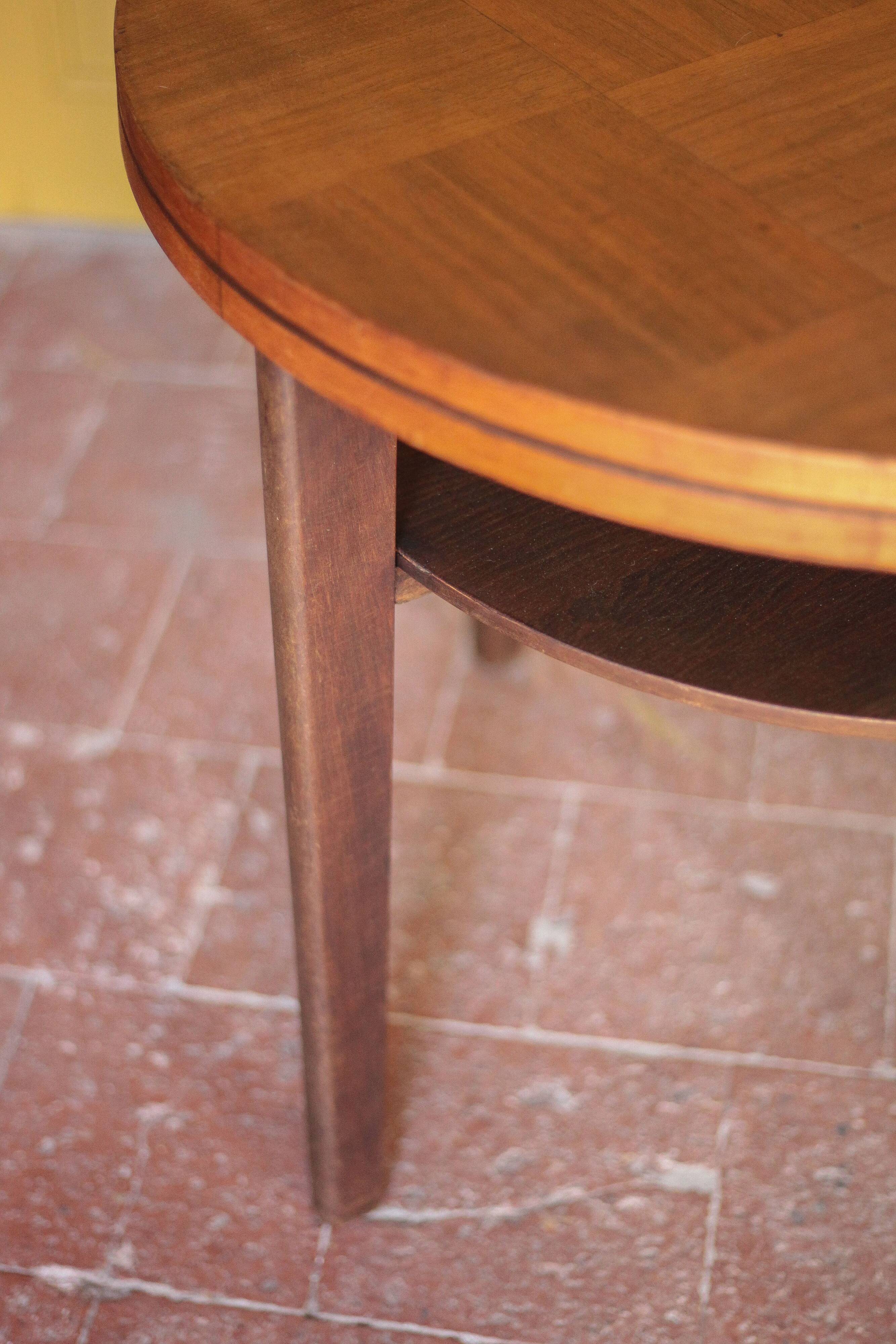 Vintage table, wooden table, two-tier table, living room table, side table.