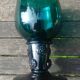 Six Roemer glasses in green blown crystal with "pastilles" decoration