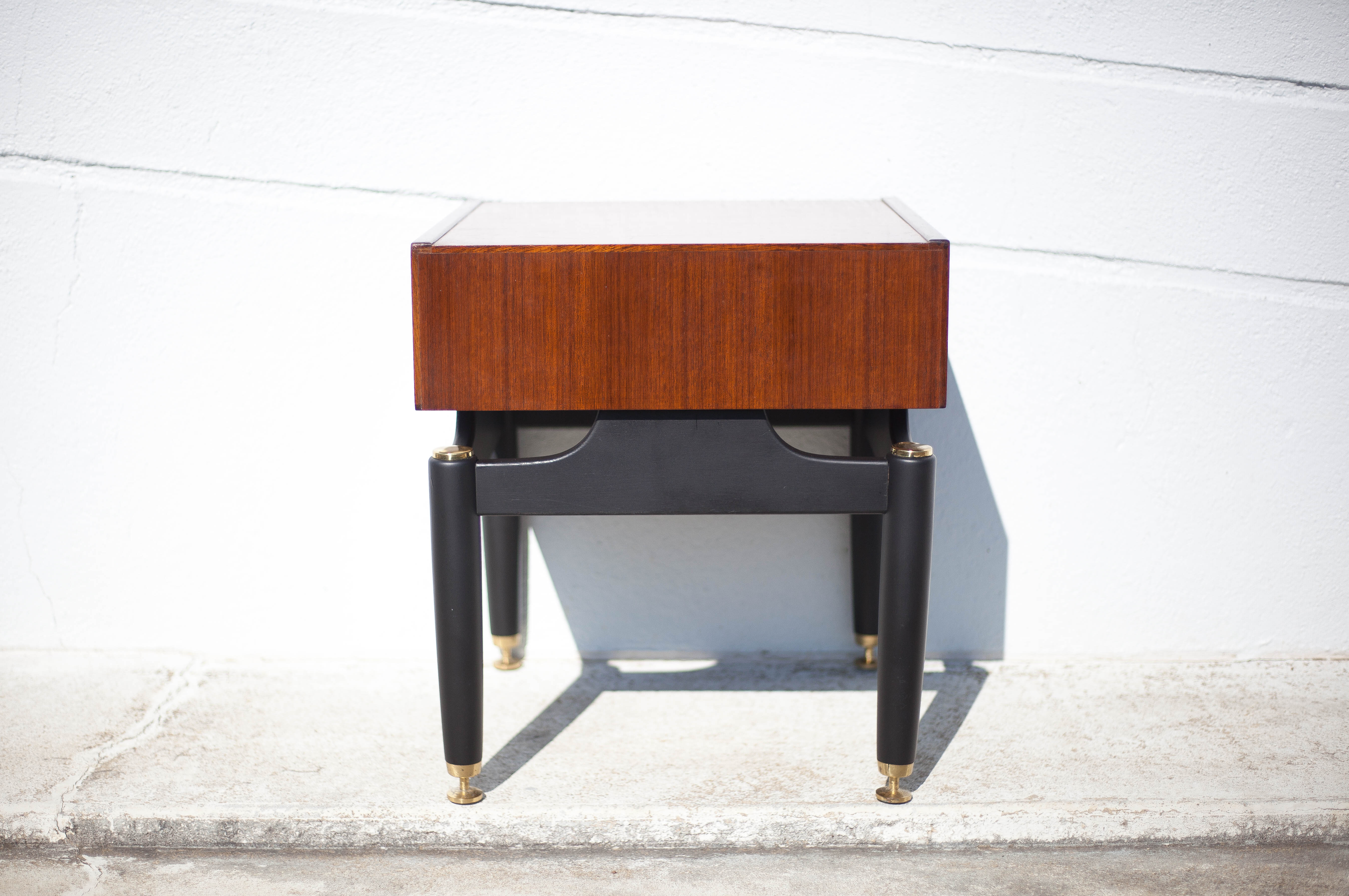 G-Plan bedside table in vintage wood and brass