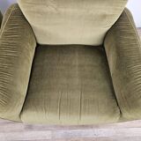 Pair of vintage armchairs from the 70s in green fabric, 1970