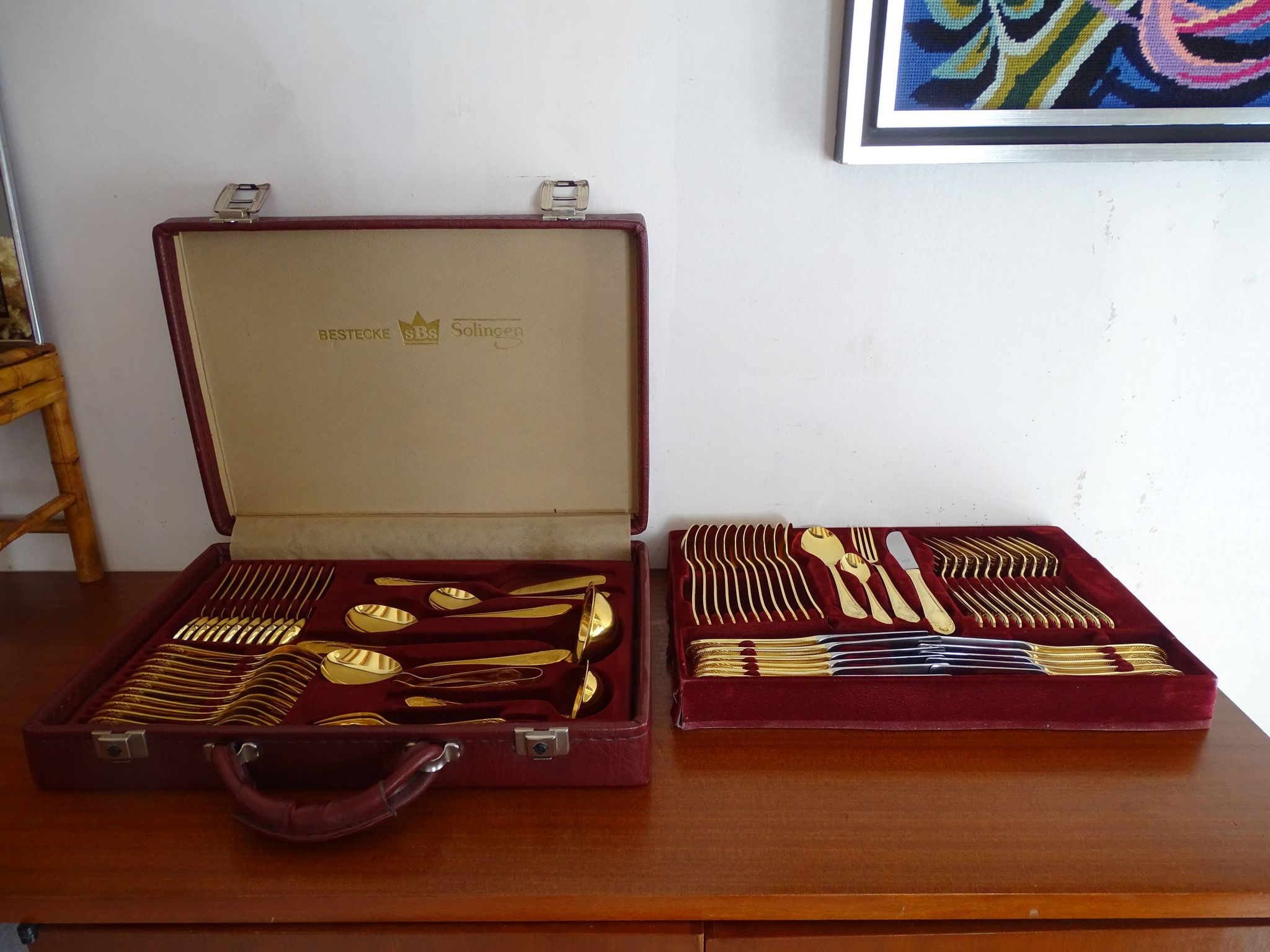 Ménagère Bestecke Solingen 70 pieces gold plated 24 carat for 12 people
