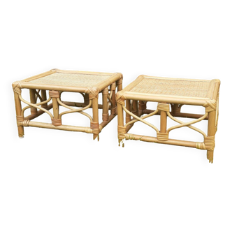 Pairs of rattan end tables