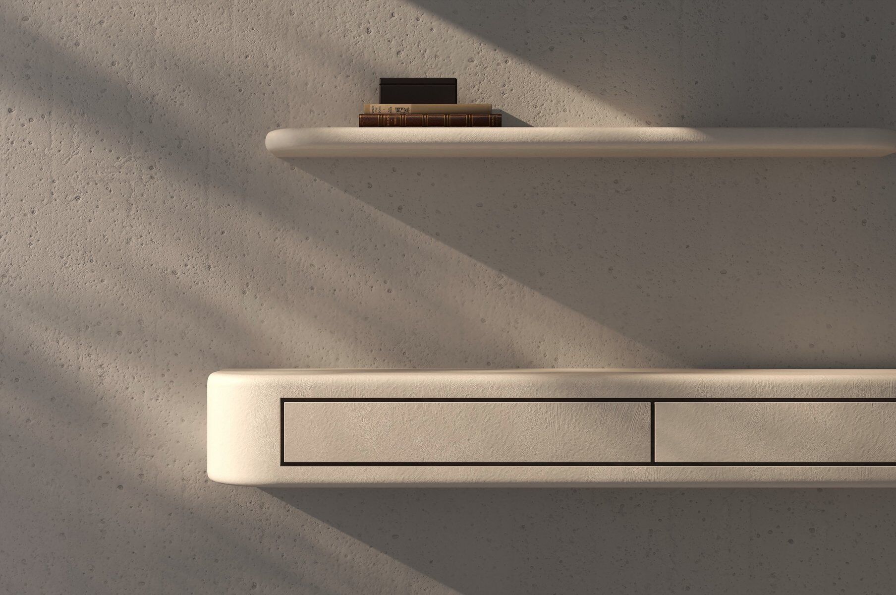 Contemporary Handmade Textured Plaster Wall Shelf