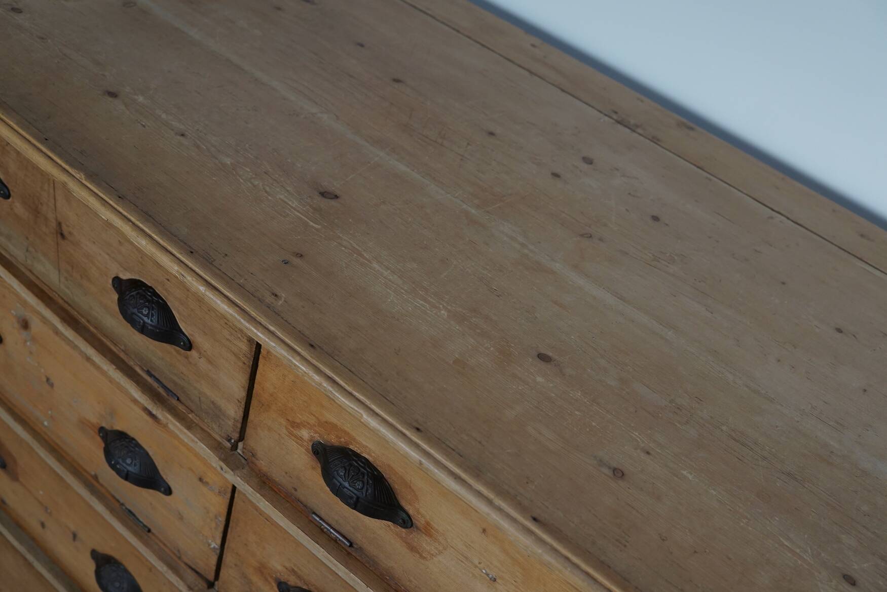 Antique German pine shop cabinet, early 20th century