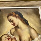Oil on canvas, maternity signed Nivert