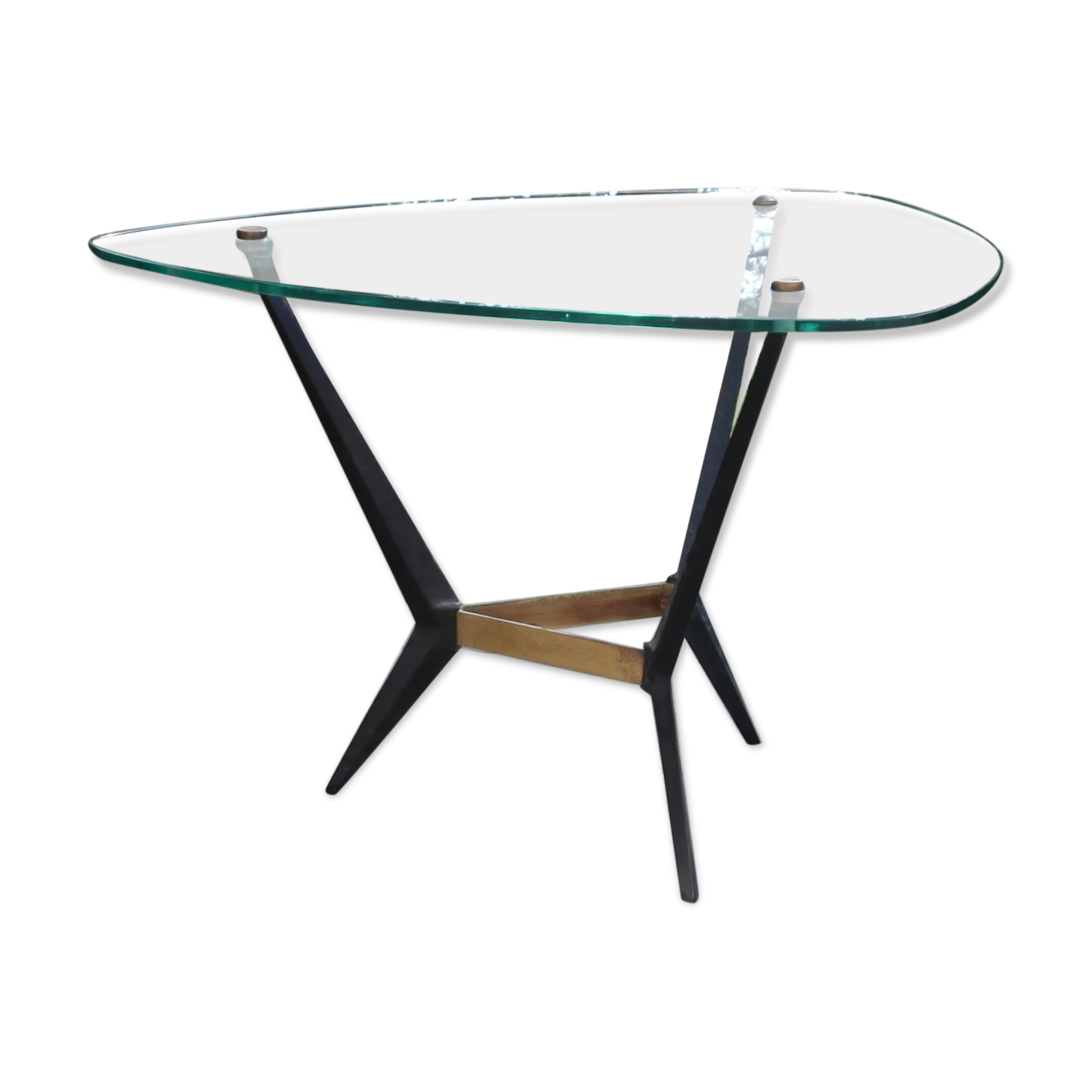 Metal coffee table and glass top by Créations Jarden