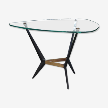Metal coffee table and glass top by Créations Jarden