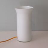 Memphis style white opaline cylindrical table lamp, 1970-1980