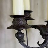 Pair of large bronze candelabras in the Antique style, circa 1880