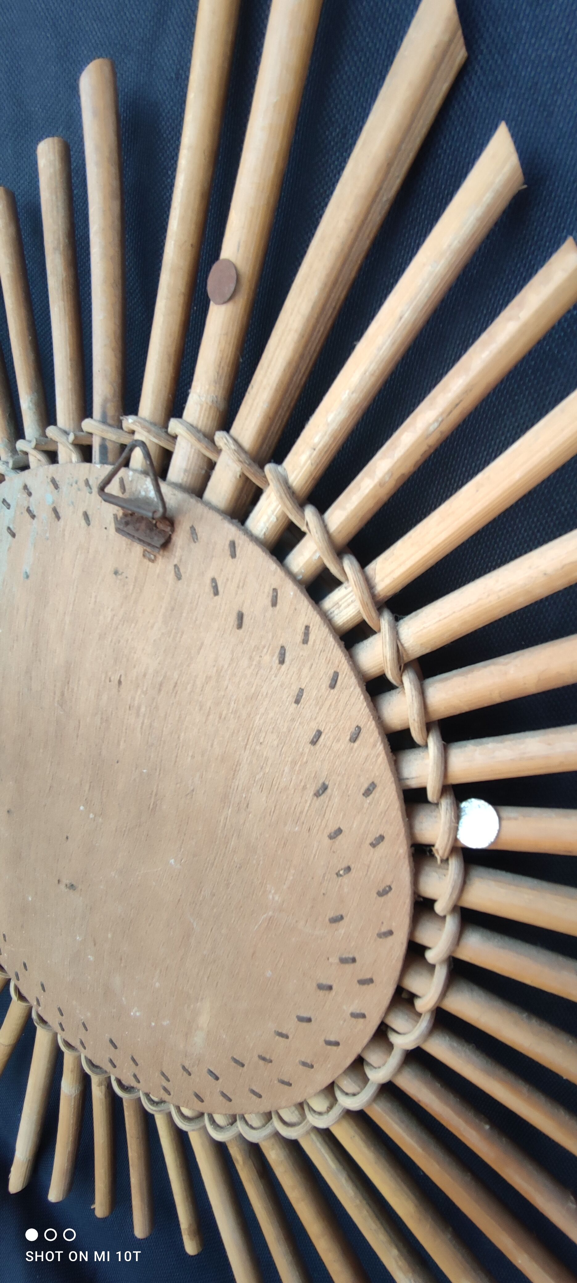 Vintage rattan sun mirror 47cm