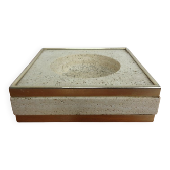 Travertine & Brass Ashtray by Fratelli Mannelli, Italy, 1970s