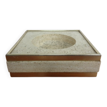 Travertine & Brass Ashtray by Fratelli Mannelli, Italy, 1970s