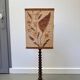 Lampe bois tourné avec abat jour herbier vintage