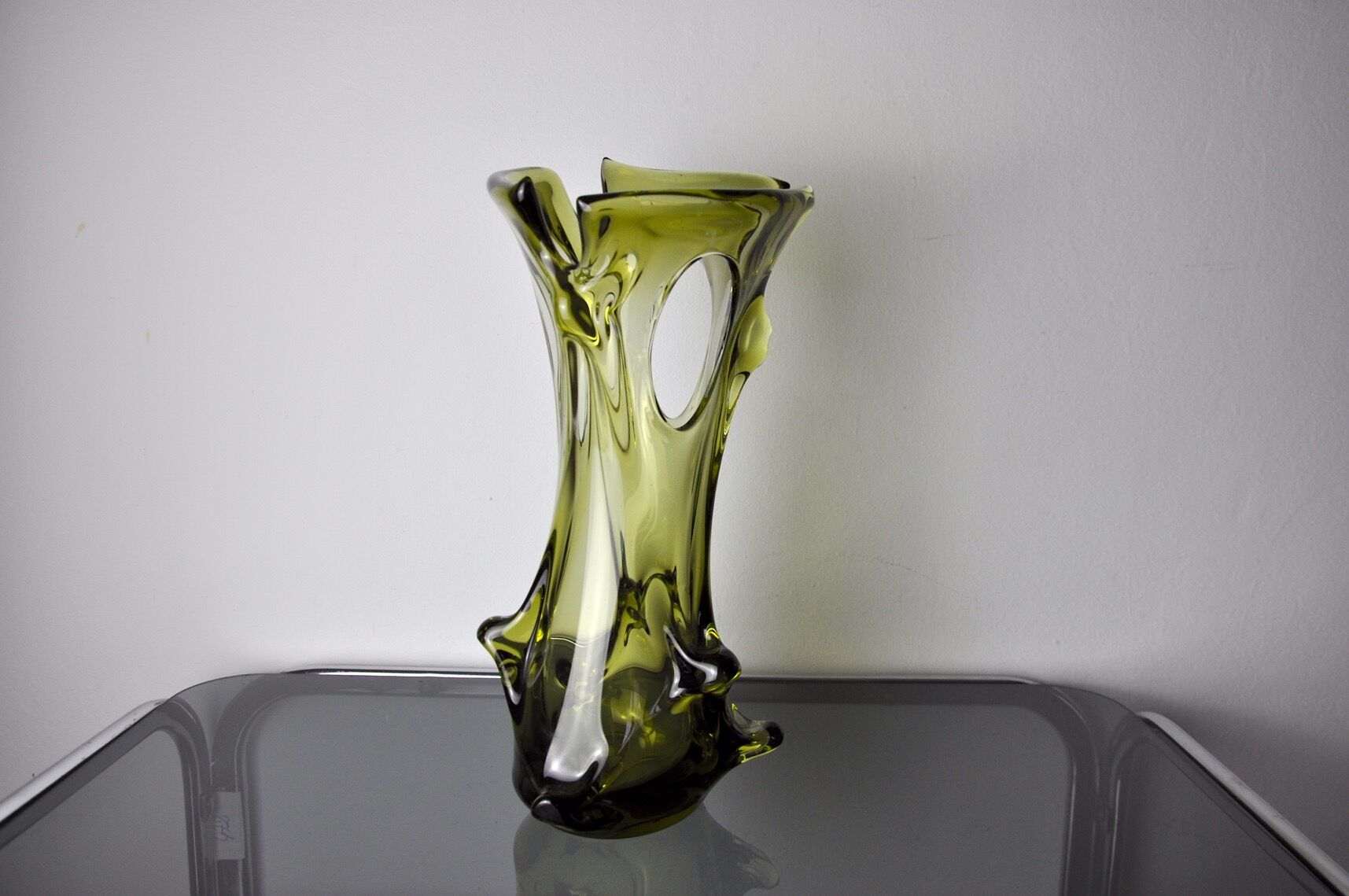 Vase seguso vert en verre de murano, italie, 1960