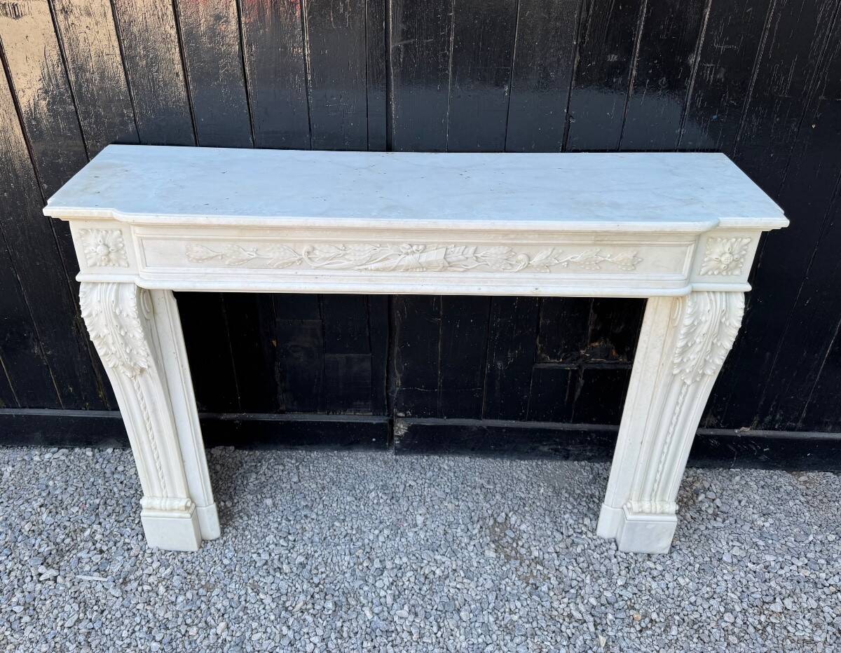 Louis XVI Style Fireplace in Carrara Marble Circa 1880