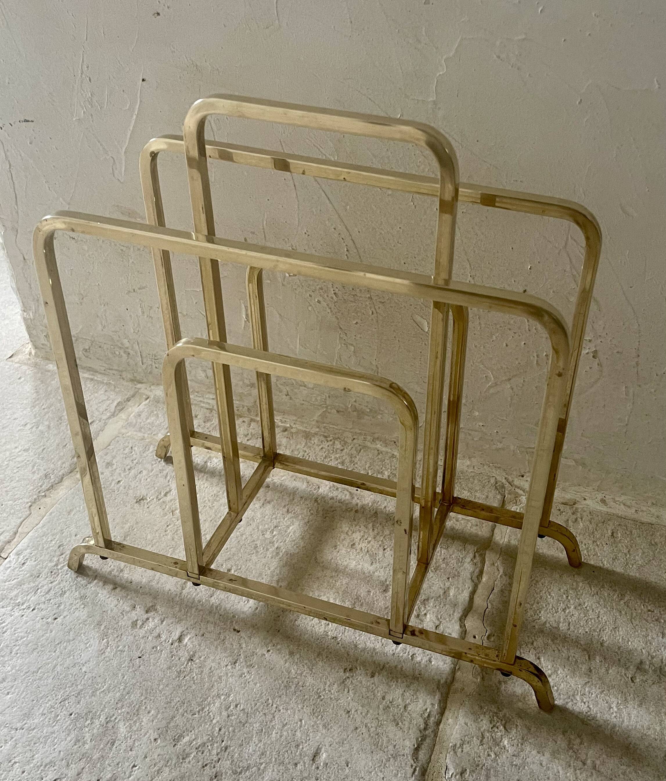 Designer brass magazine rack