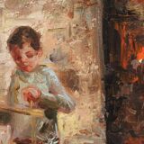 Painting signed in the impressionist style from 20th century