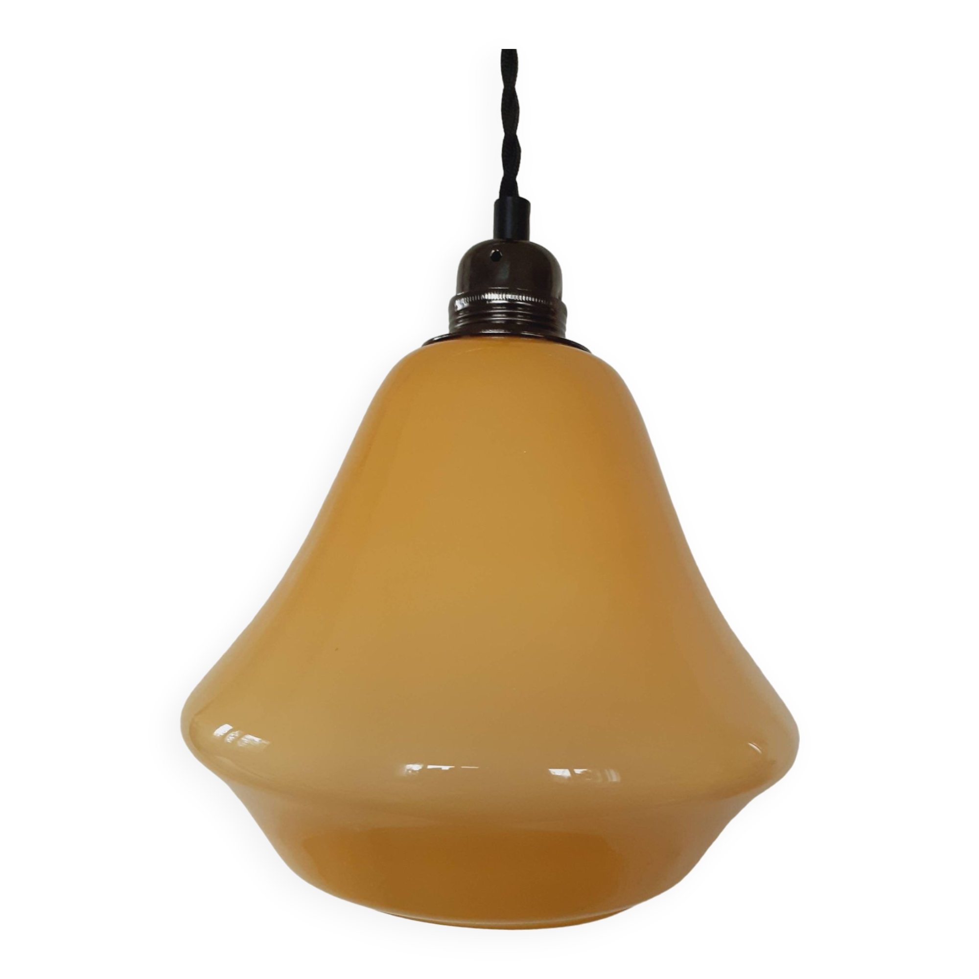 Vintage pendant light, yellow opaline.