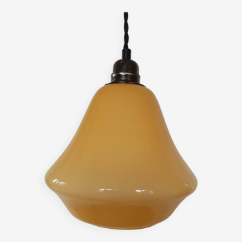 Vintage pendant light, yellow opaline.