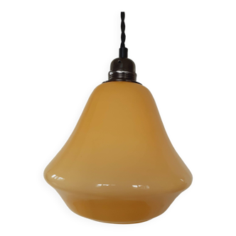 Suspension vintage, opaline jaune.