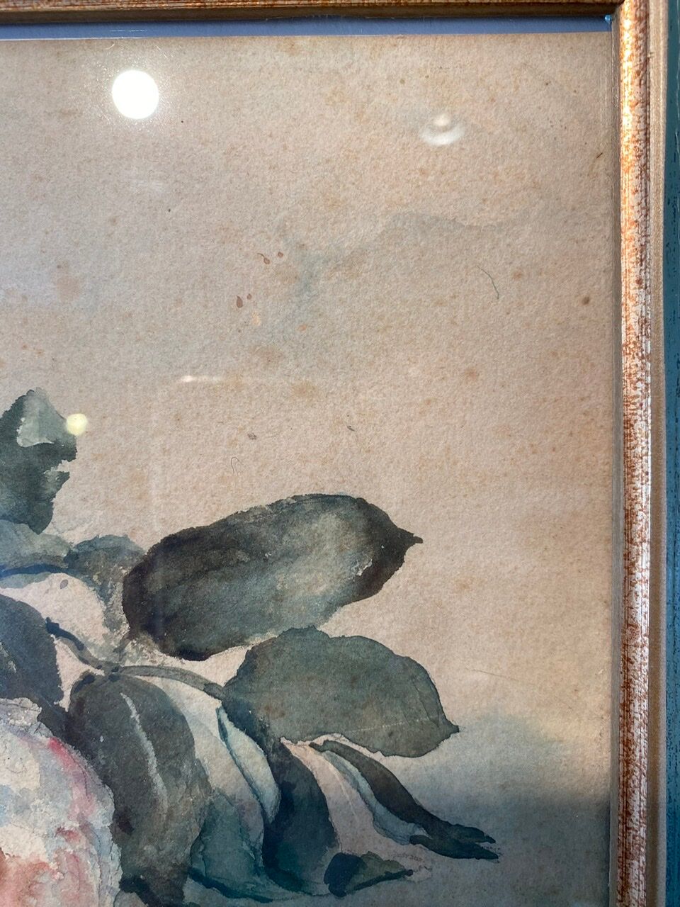 Tableau ancien, nature morte aux roses, XX siècle