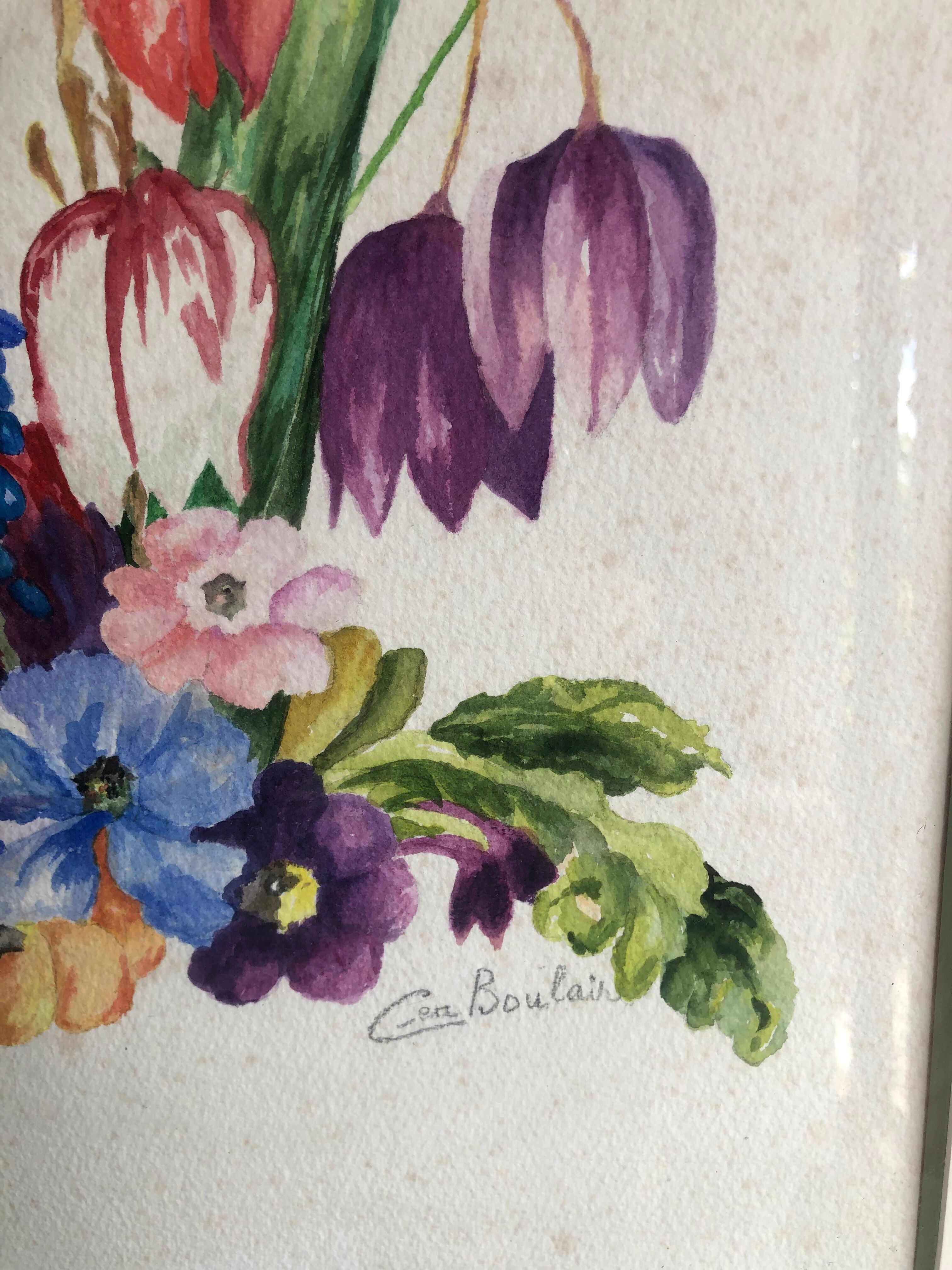 Aquarelle Fleurs de Boulait-Chausset