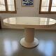 Vintage table, beige lacquered top and bamboo legs.