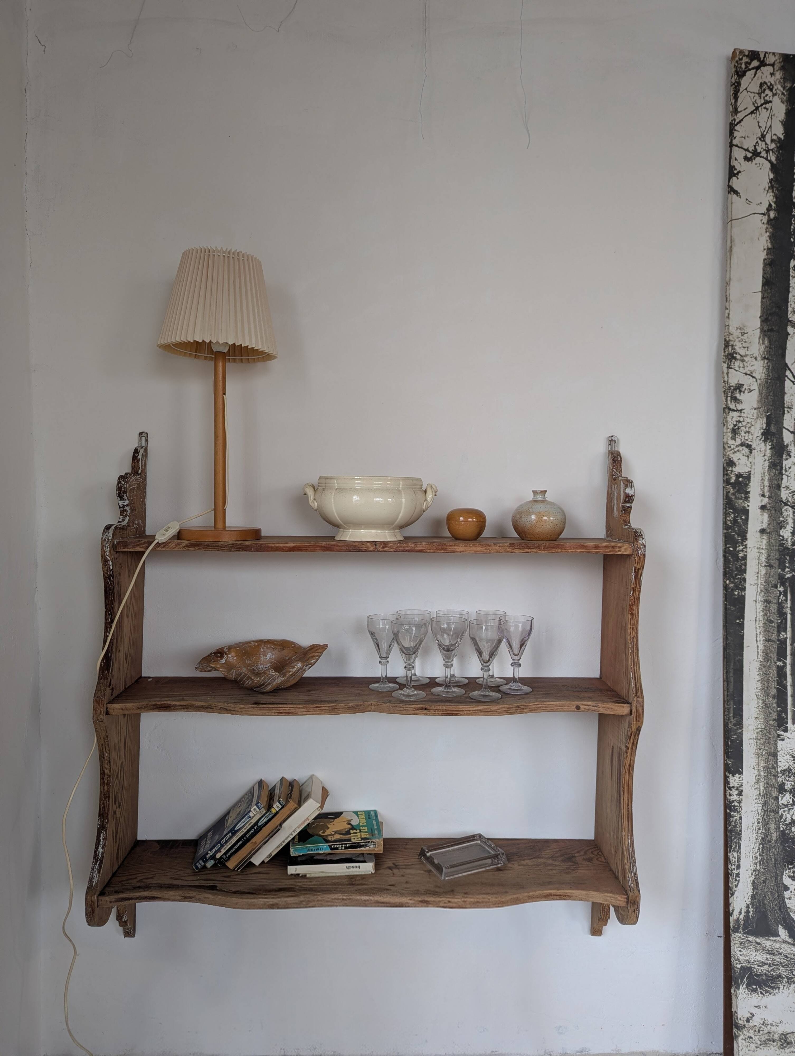 Large antique fir shelf