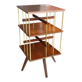 Vintage wooden and brass revolving library.