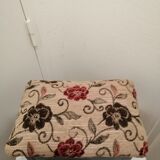 Antique footrest stool in wood and fabric