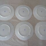 6 flat plates and 1 round dish haviland limoges with green and gold horn