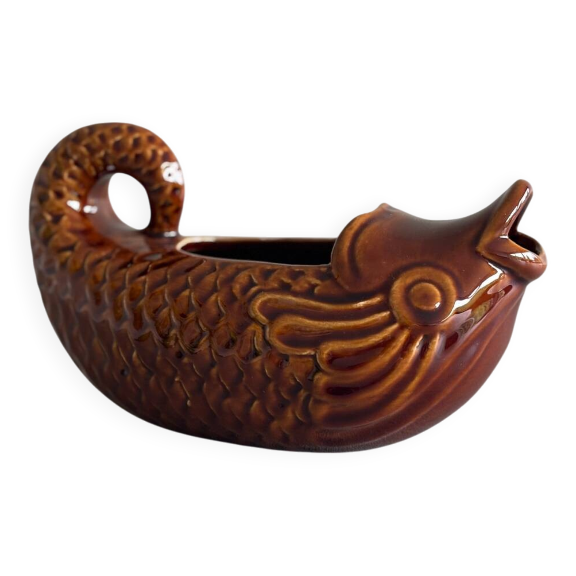 Fish-shaped ceramic sauceboat