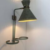 Vintage adjustable wall lamp, brass and patinated green, Italy 1950