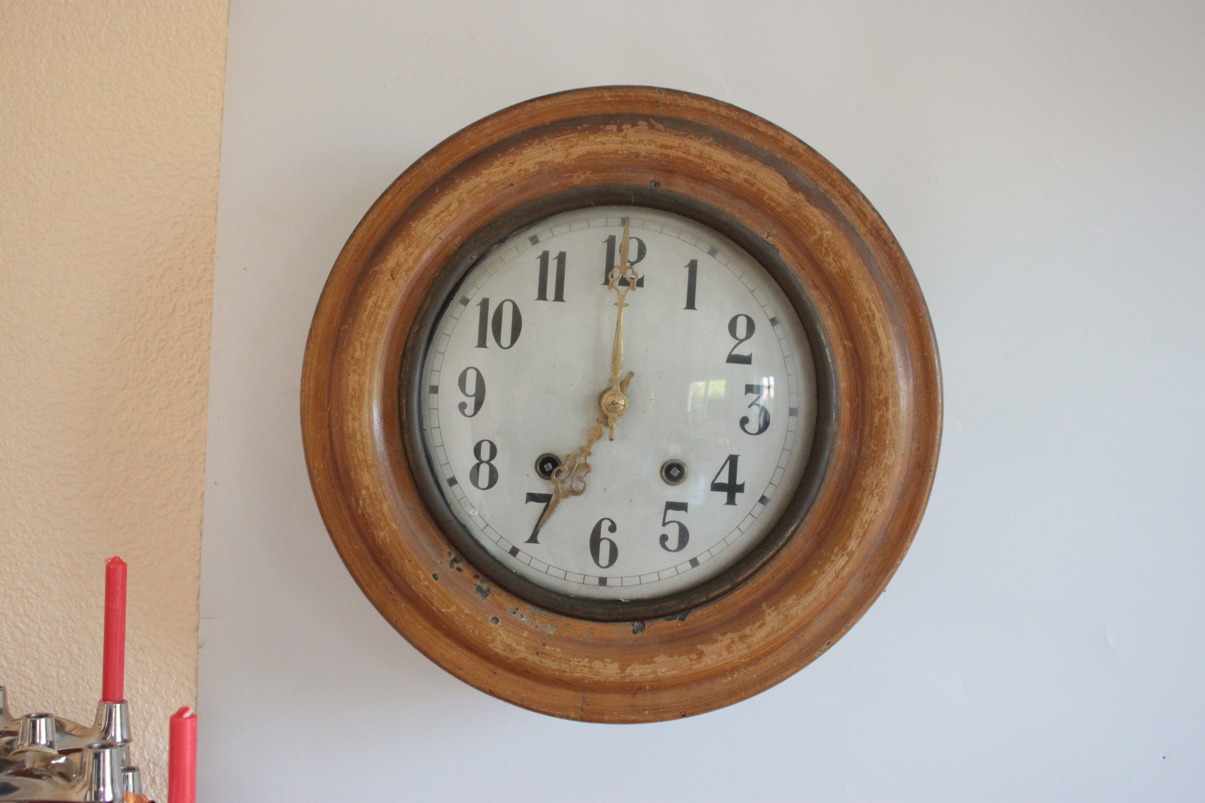 Large clock beginning of the century 1920 bistro or grocery store, old