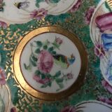 Canton porcelain plate - Character and Bird Decoration - China - 19th Century